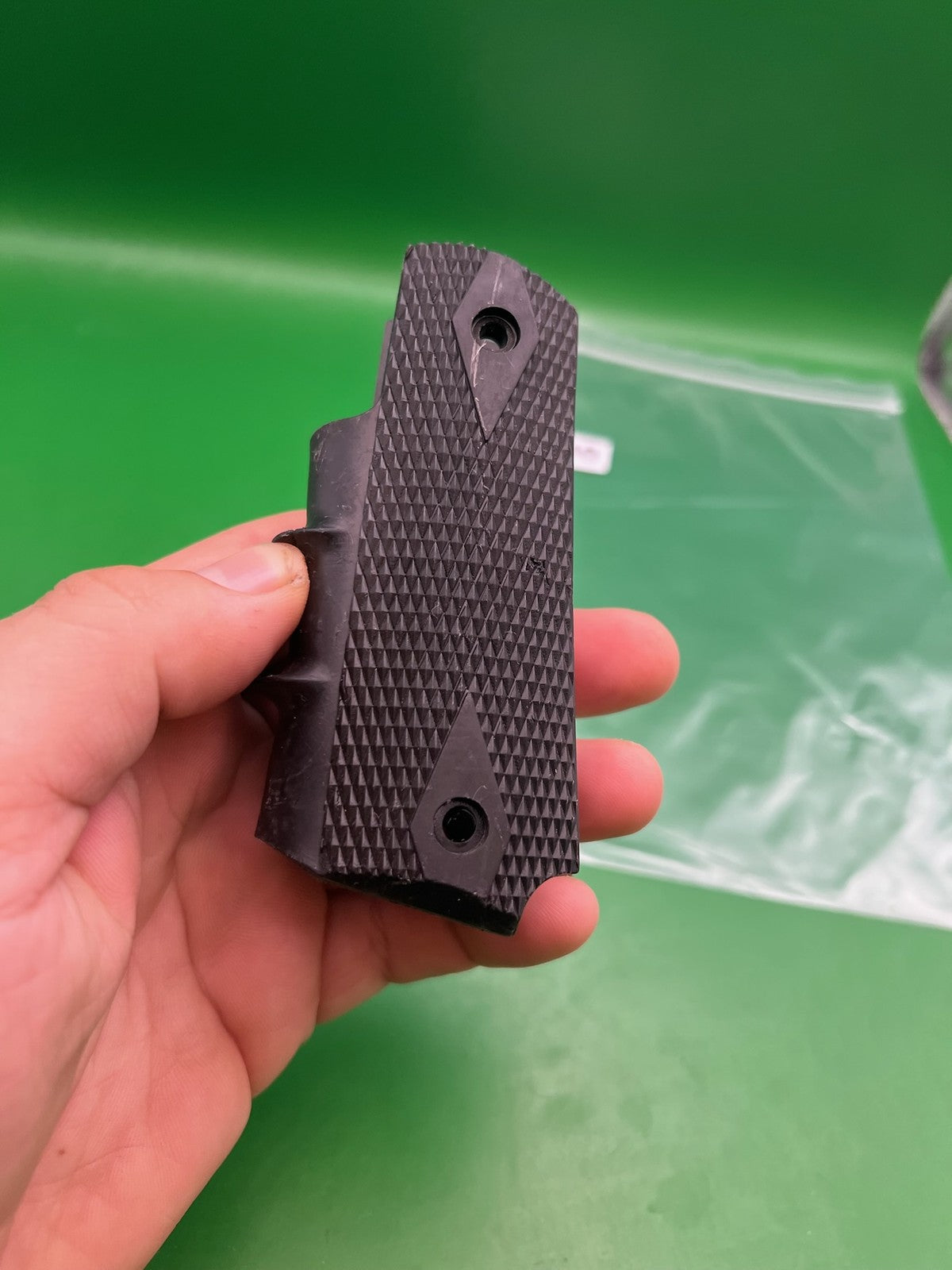 Smart Parts 1911 45 Style Grip Panels Black Checkered Rubber Paintball Grips
