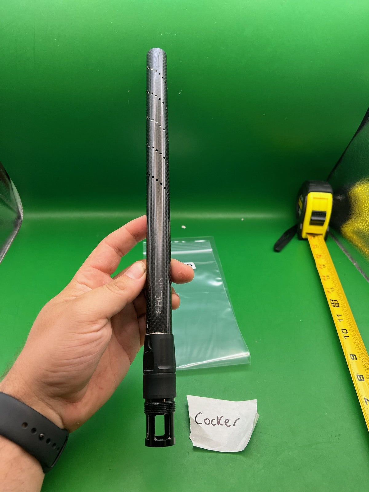 Freak Carbon Fiber Barrel Tip Autococker Cocker - used paintball barrel tip - black/carbon