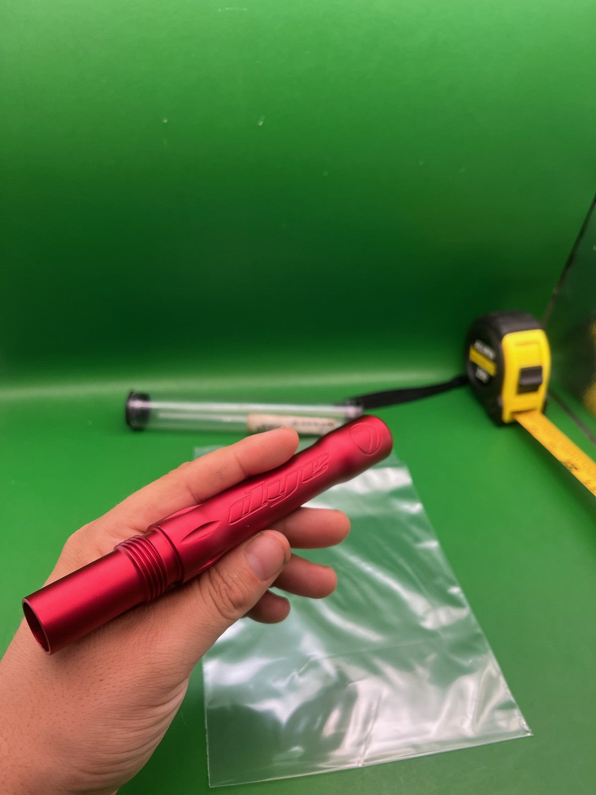 Dye Ultralite Barrel Back Red .692 Angel Threaded - used paintball barrel back - red anno