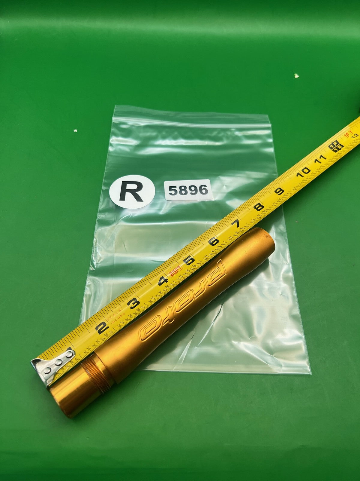 Autococker Proto Barrel Back Gold .688 bore - used paintball barrel back - gold anno