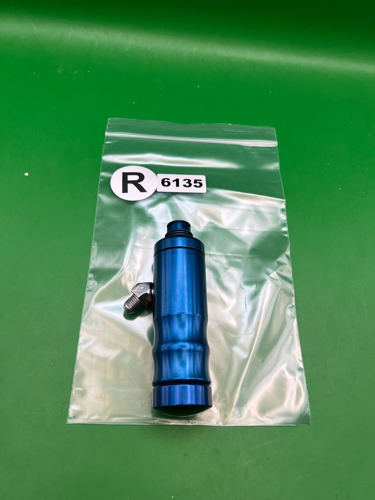 Paintball Inline Gas Through Blue with Fitting - used paintball inline regulator / gas-through foregrip - blue anno