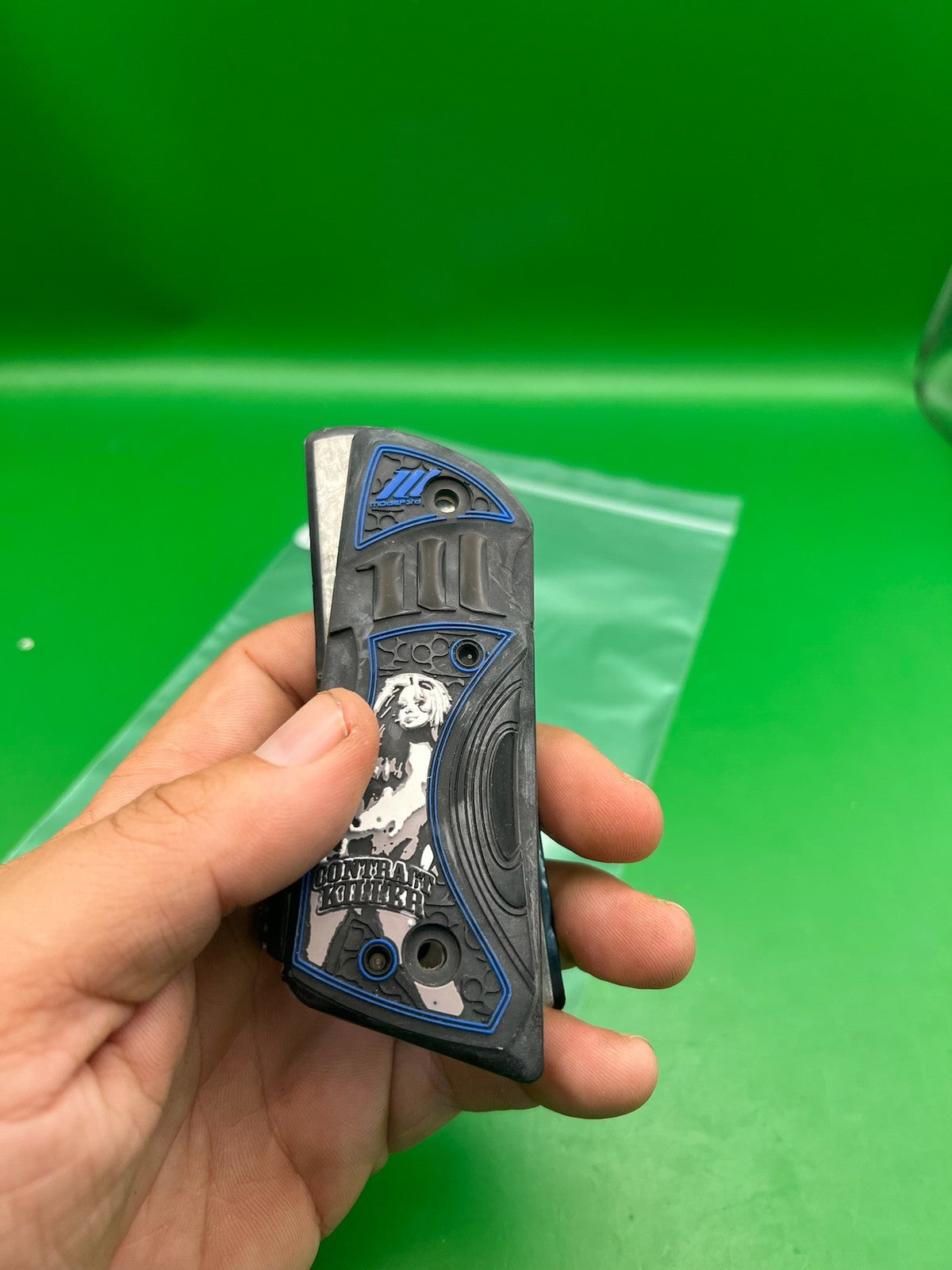 Hybrid PB Contract Killer 1911/45 Style Grip Panels Black Blue