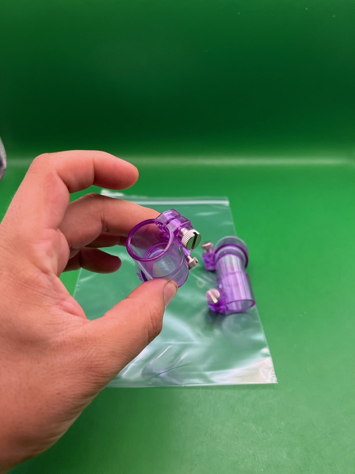 Pair of 2 Purple Paintball Right Feed Elbows - used paintball feed elbow - purple