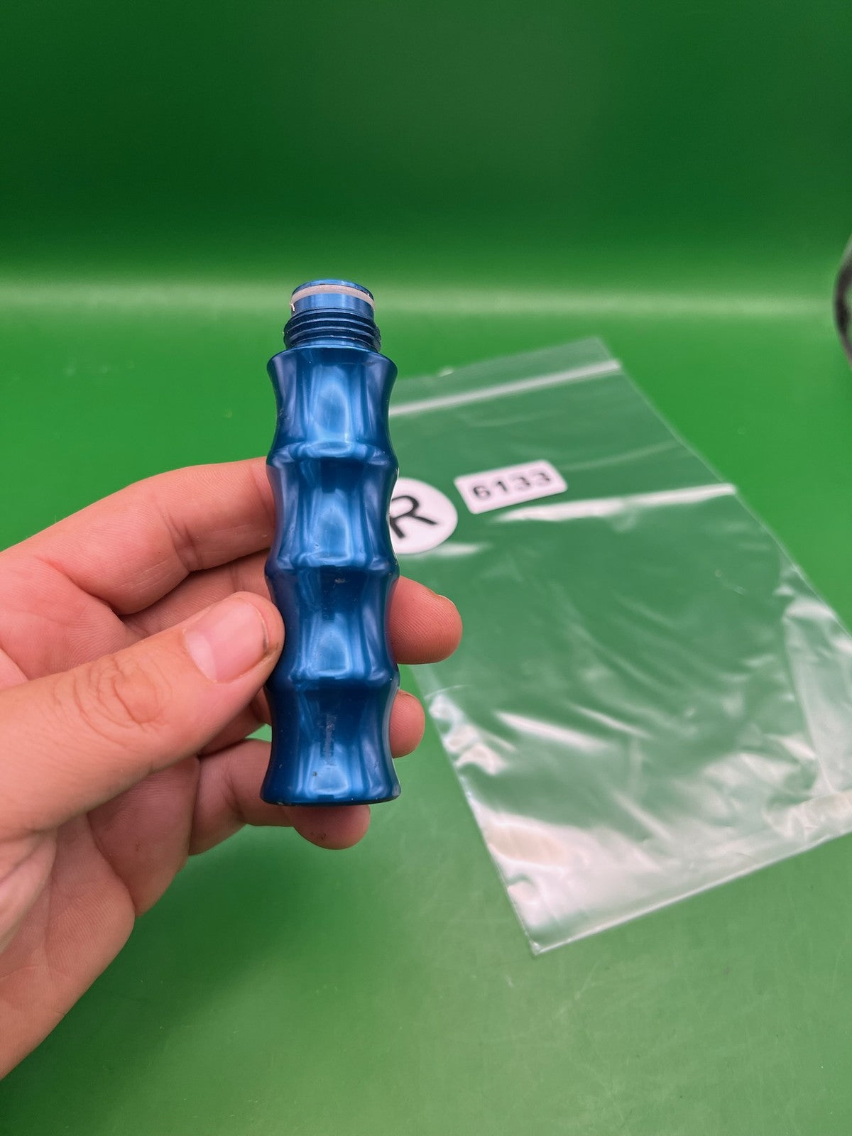 AGD Automag Classic Blue Gas Through - used paintball gas through grip - blue anno