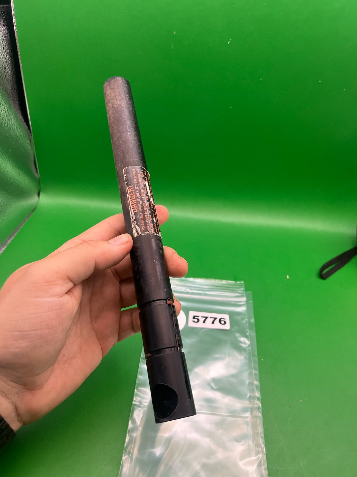 Automag Shorty Barrel Rough Shape .692 Black - used paintball barrel - black