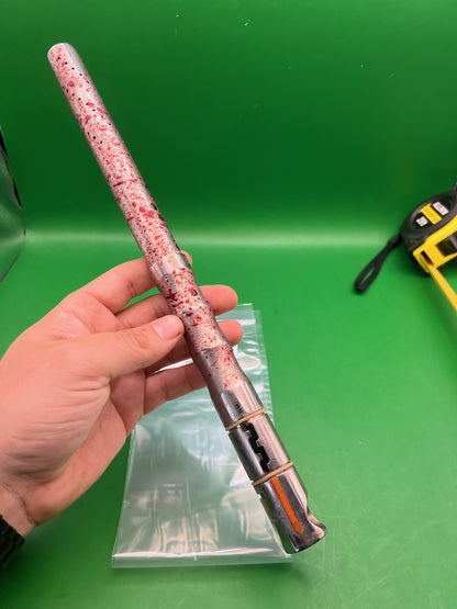 Automag 14" .698 Bloodsplatter Barrel - used paintball barrel - silver/bloodsplatter red