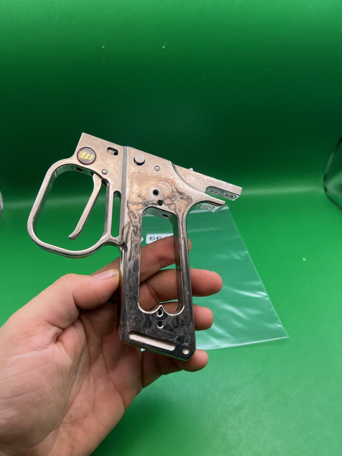 WGP Autcocker Hinge Frame - used paintball grip frame - raw/unfinished aluminum