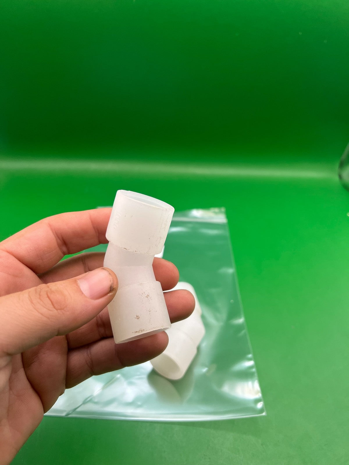 Pair of Two White Paintball Right Feed Elbows - used paintball feed elbow - white