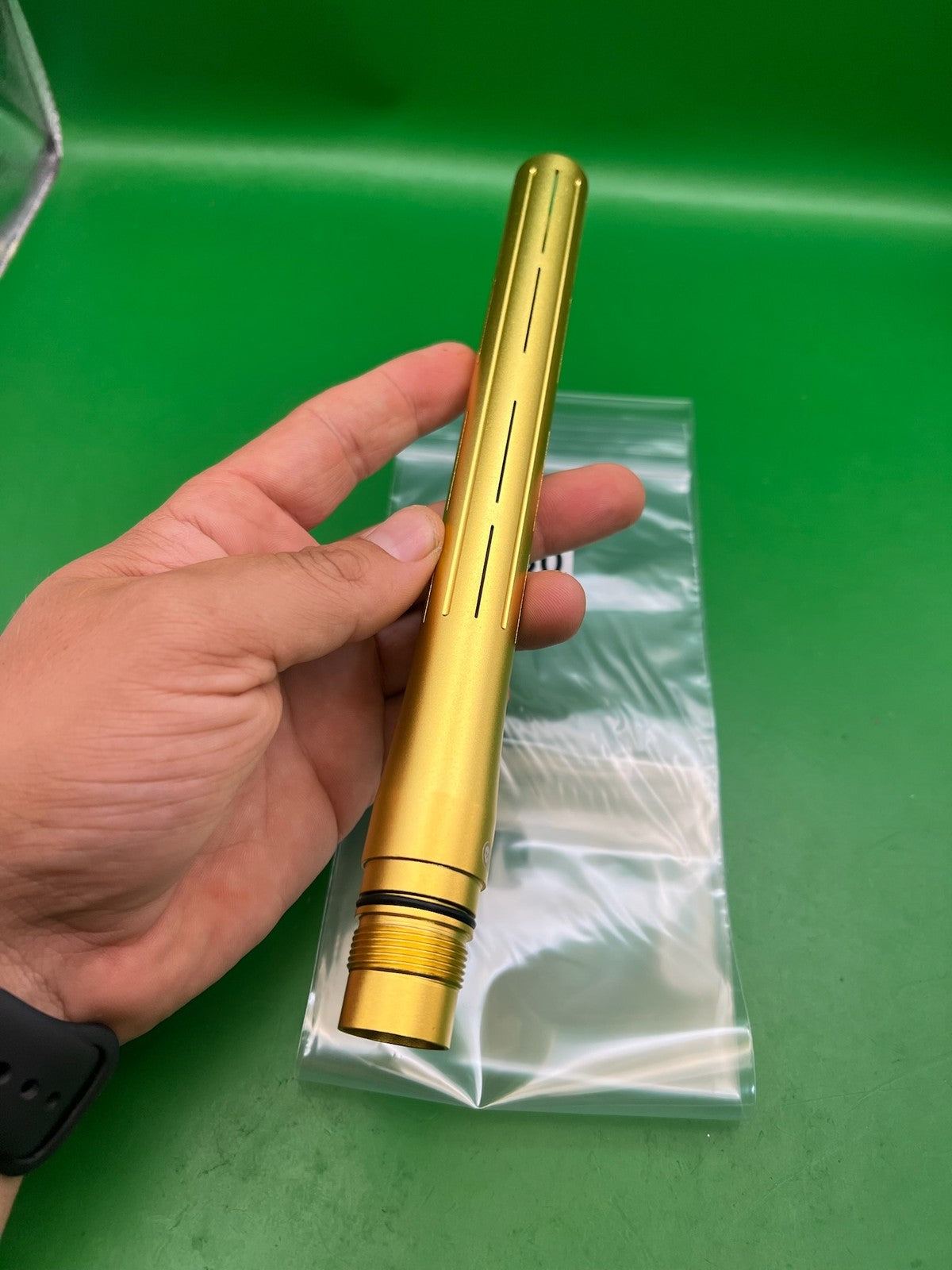 Infamous Silencio Pro DNA Paintball Barrel Tip 14" Gold Aluminum