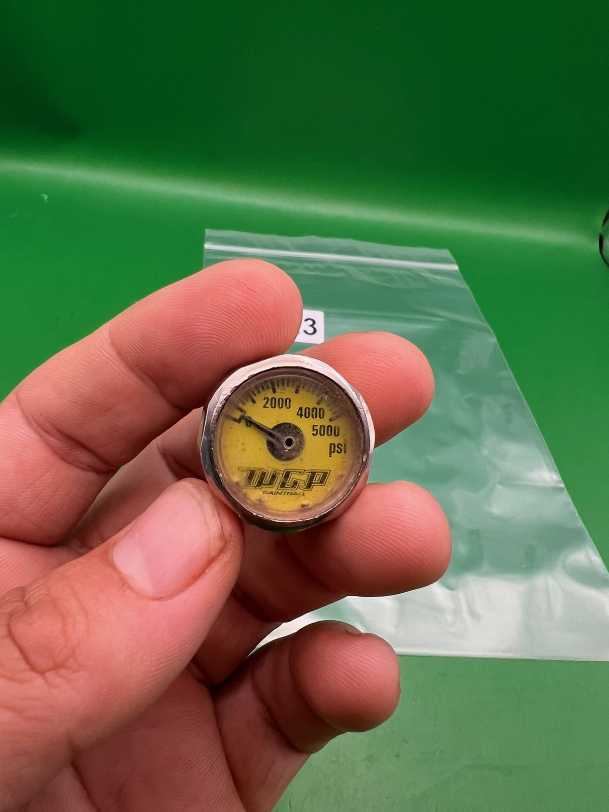 WGP Paintball Mini Gauge 5000 PSI Yellow Face Silver HPA Tank