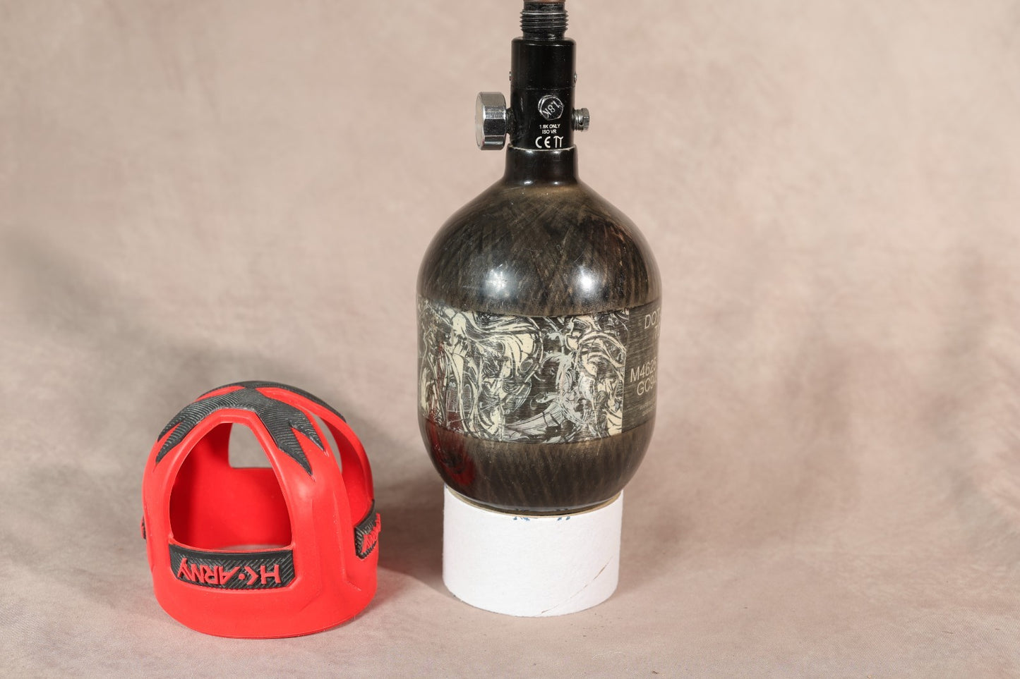 Empire Carbon Fiber Paintball HPA Tank With HK Army Tank Cover Red Black