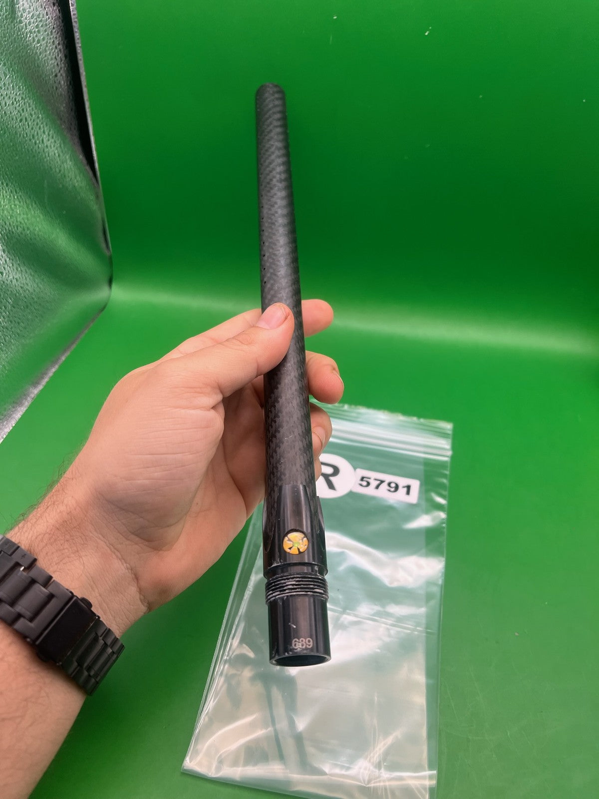 Autococker Stiffi Carbon Fiber Barrel Back 12" .689 Black - used paintball barrel back - black