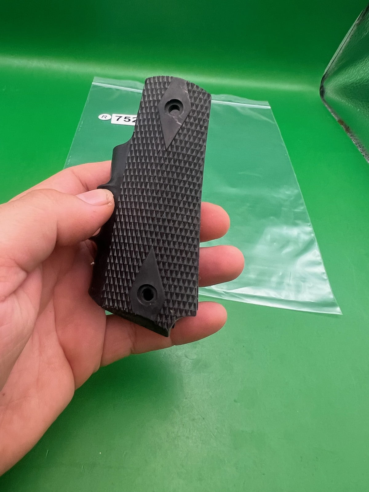 Vintage 45/1911 Style Paintball Grip Panels Black Rubber Checkered Diamond
