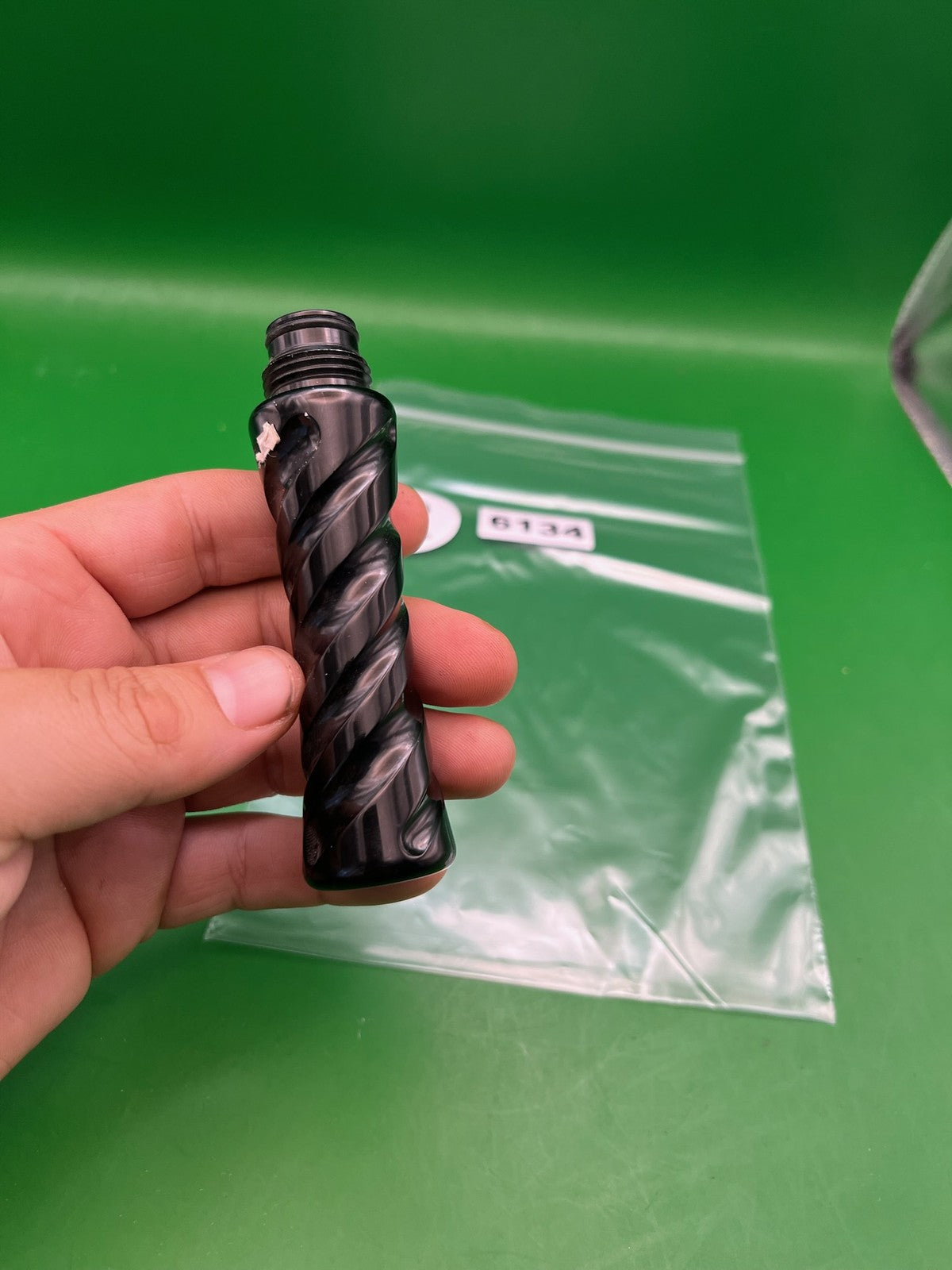 Twisted Gas Through Grip - used paintball gas through grip - black swirl / marble