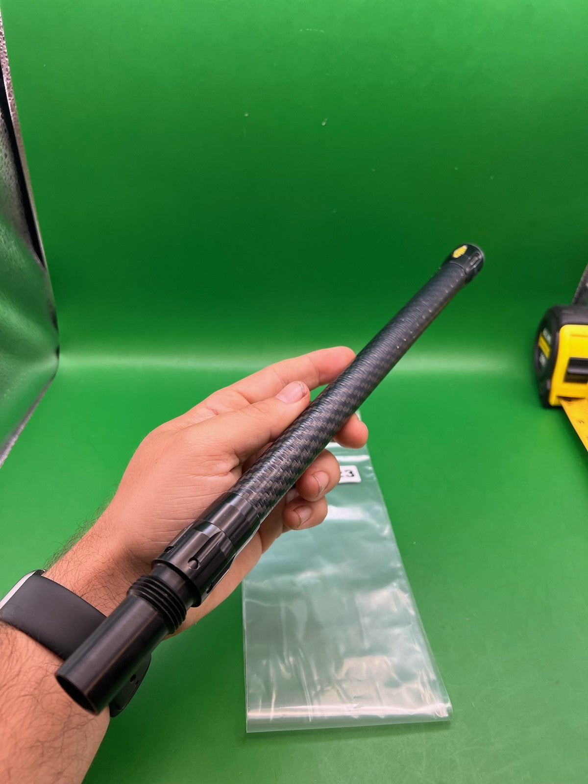 Stiffi Angel Carbon Fiber Barrel Back 14" - used paintball barrel back - black/carbon fiber