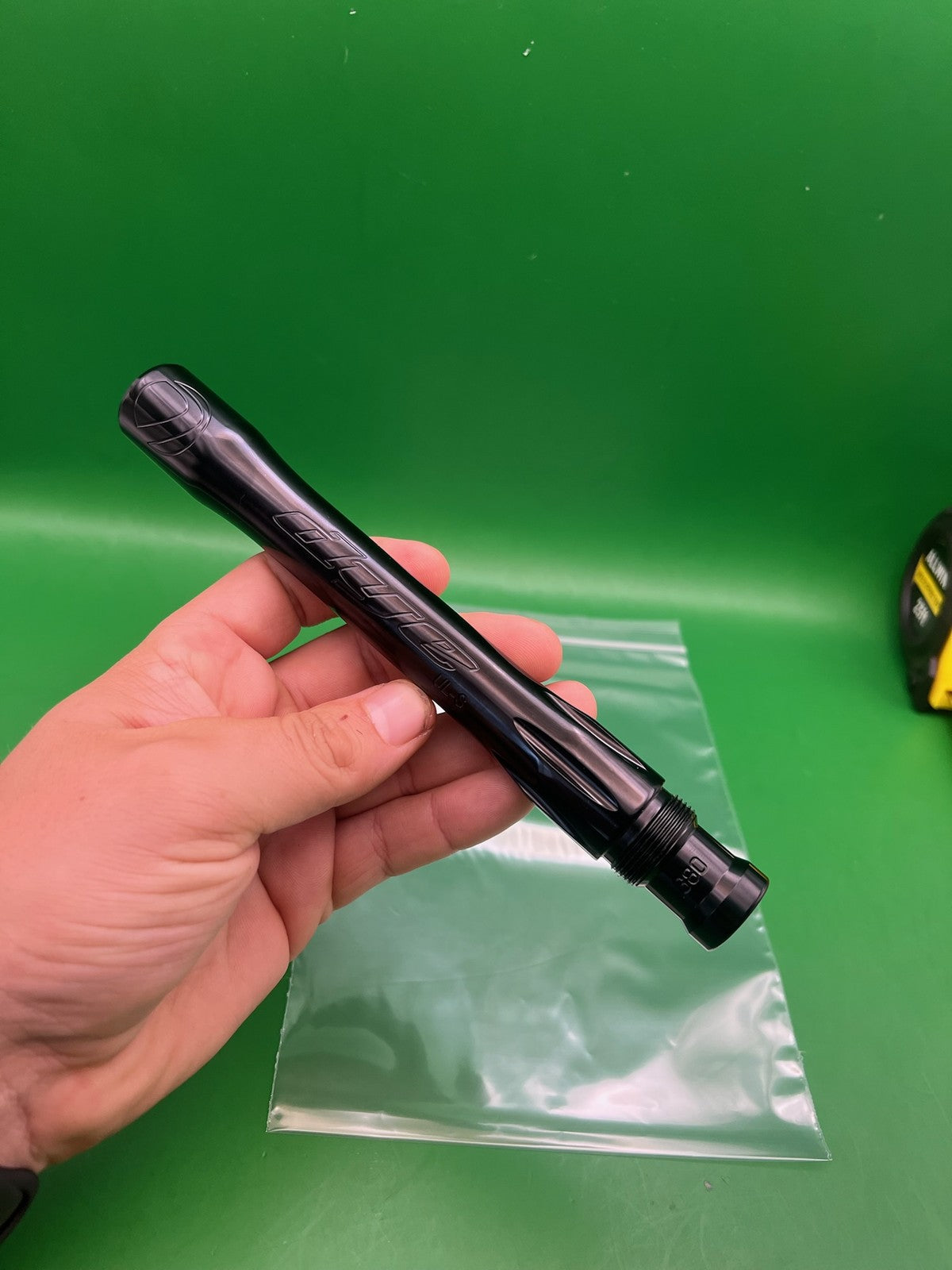Dye UL-S Barrel Back 8" .680 Black - used paintball barrel back - black