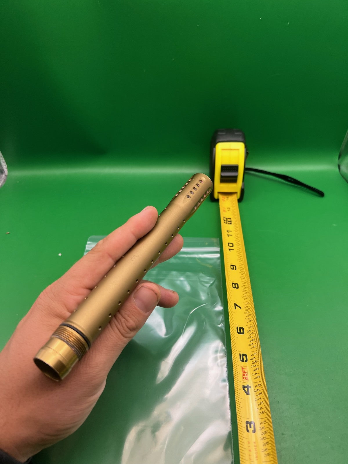 Dye UL 12" Barrel Tip Gold / Tan Aluminum Ported Paintball ULS