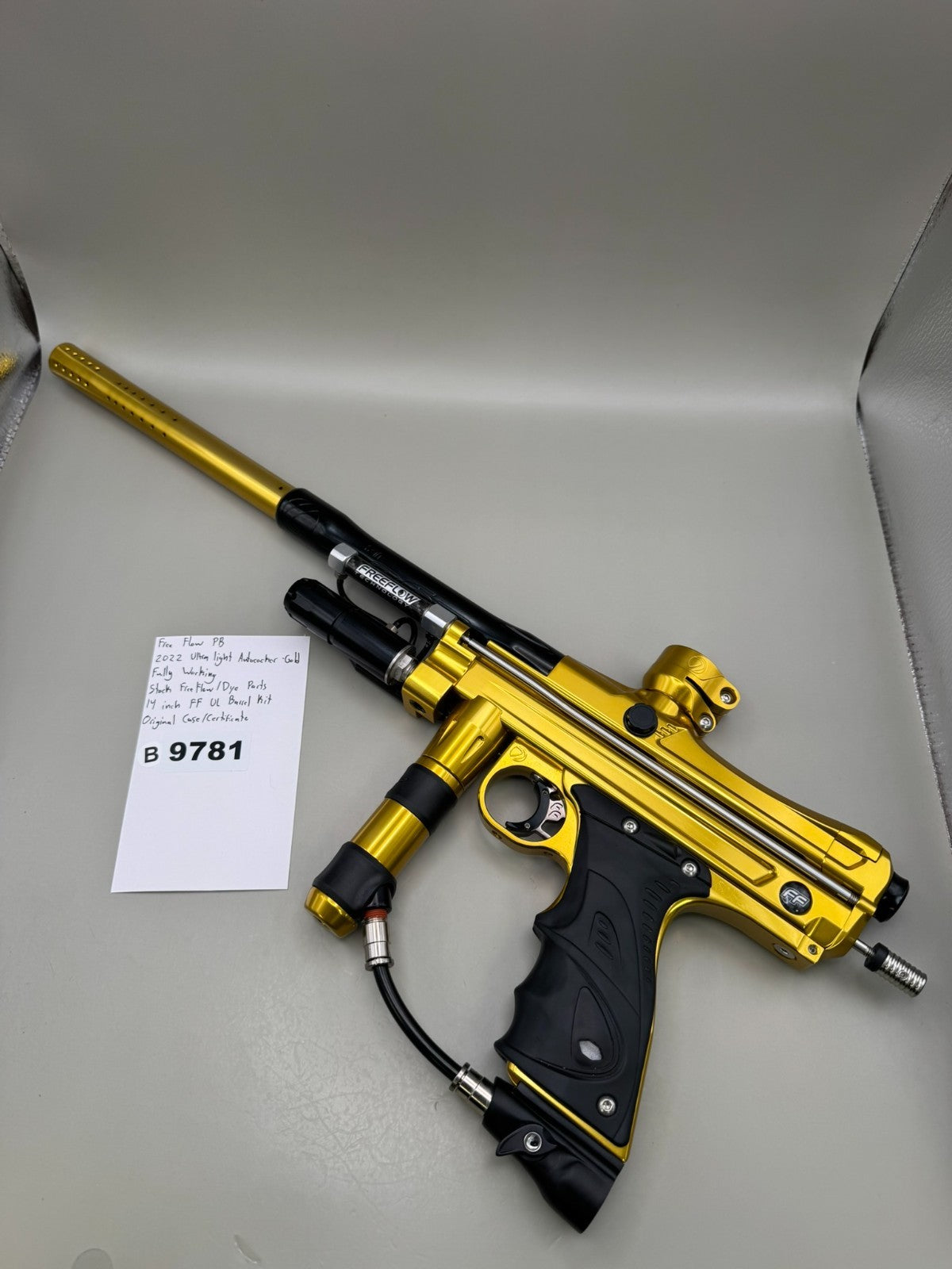 Free Flow PB 2022 Ultra Light Autococker - Gold - Paintball Marker Fully Working