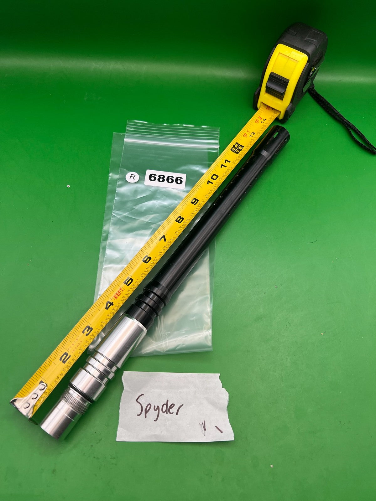 Spyder Paintball Two-Piece Barrel Black Silver 14" .687 Bore - used paintball barrel - black/silver