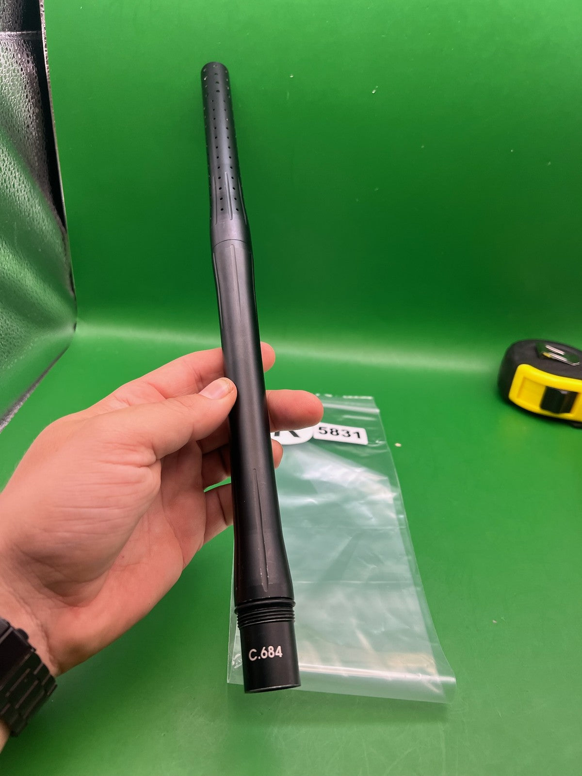 Black Autococker Barrel Back 12" .684 Black - used paintball barrel back - black
