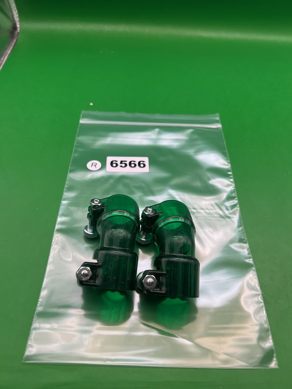 Green Paintball Elbows - x2 - used paintball feedneck elbow - translucent green