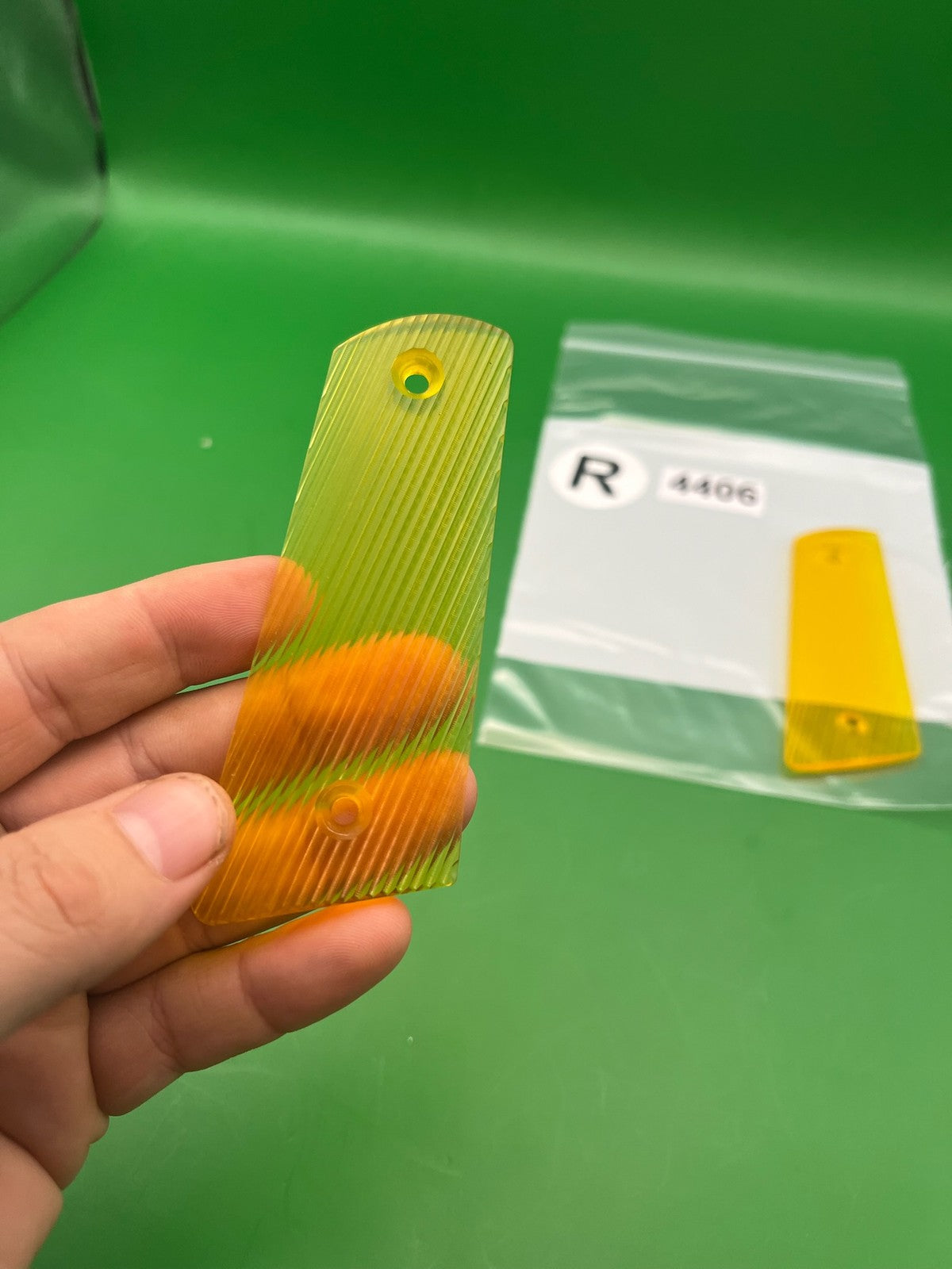 Vintage PB 1911 45 Style Split Grip Panels Yellow Clear Translucent Acrylic