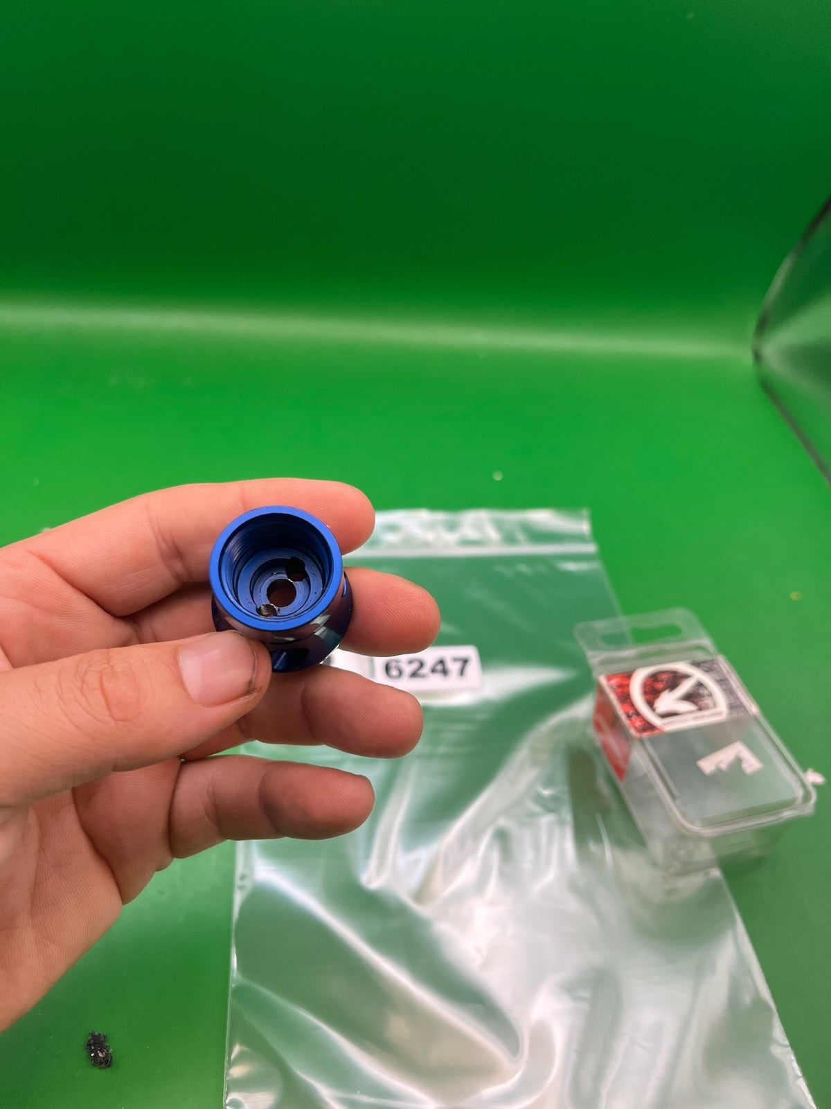 Kapp Autococker VASA - used paintball velocity adjuster / screw cap set - blue anno