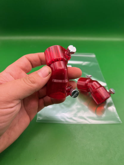 Pair of Two Red Paintball Right Feed Elbows - used paintball feed elbow - red