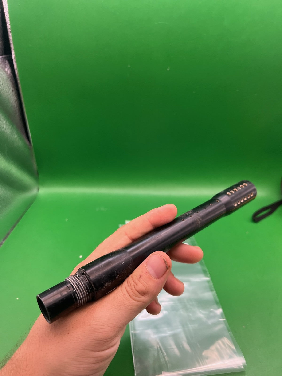 Spyder Barrel One-Piece 9.5" .689 Black - used paintball barrel - black