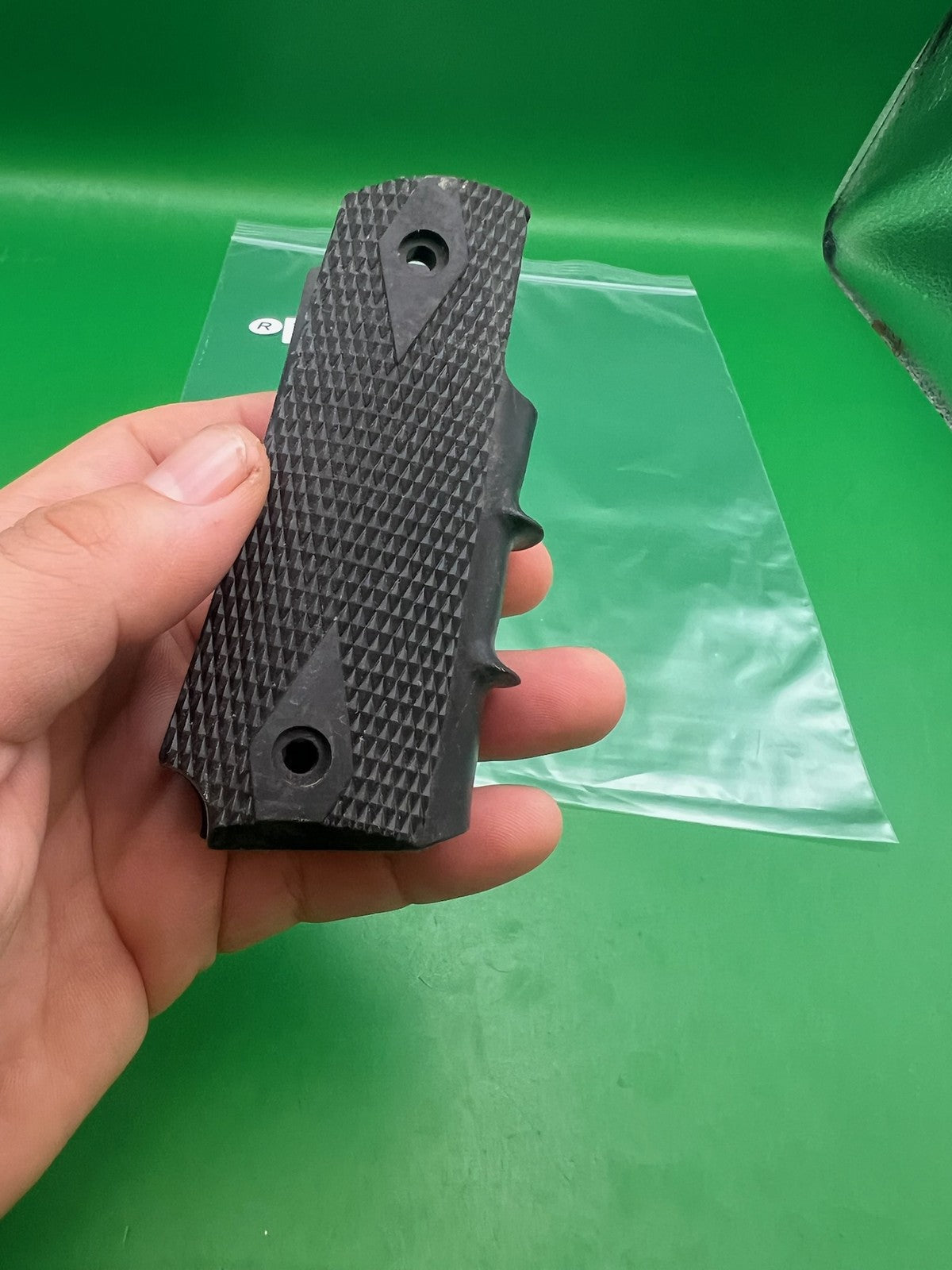 Vintage 45/1911 Style Paintball Grip Panels Black Rubber Checkered Diamond