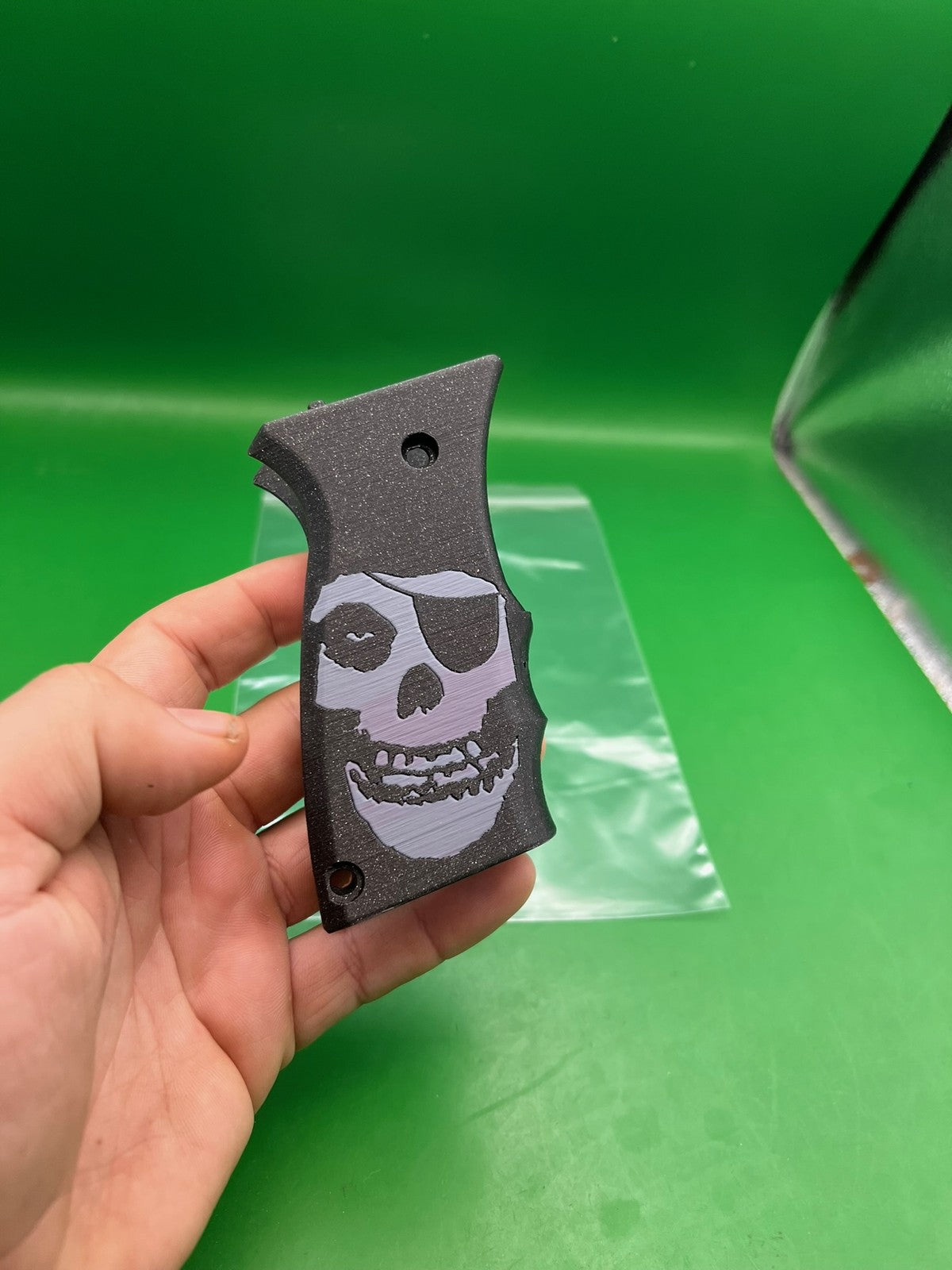 Custom 3D Printed Paintball Grip Panels Black Mushroom Cloud Skull Set