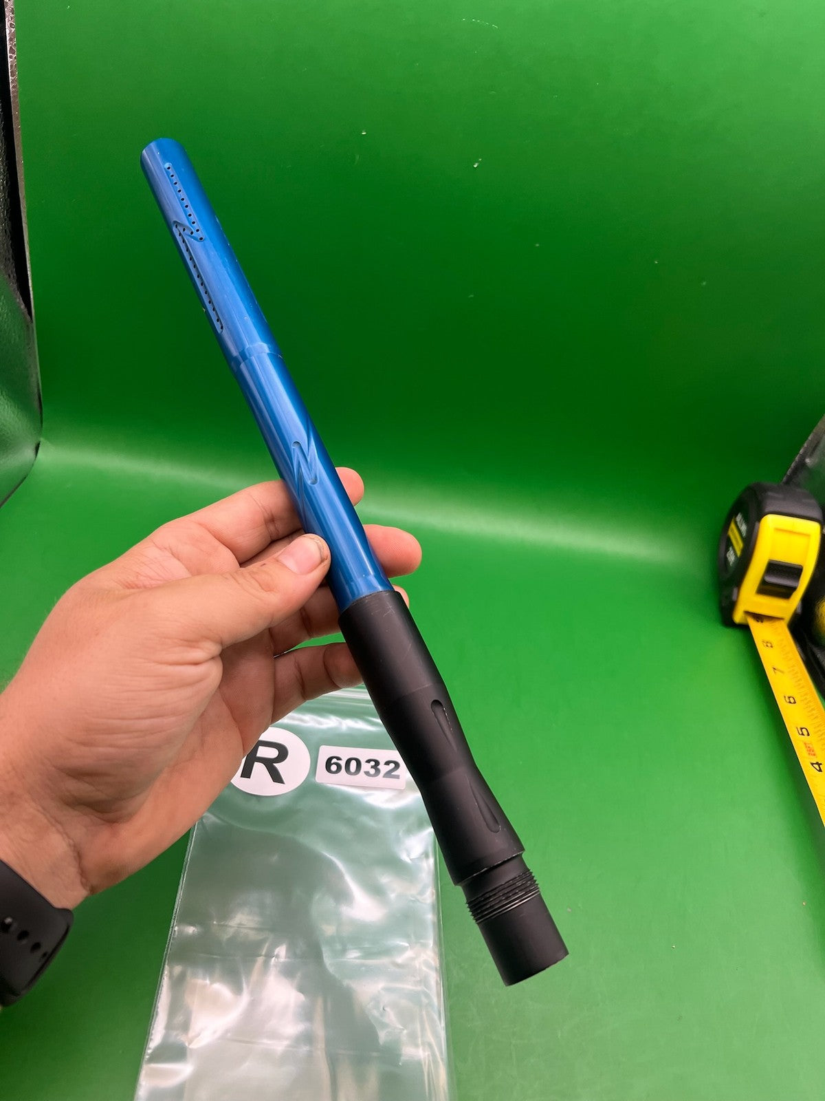 Autococker J&amp;J Edge Paintball Two-Piece Barrel 14" Blue Black - used paintball barrel (two-piece) - blue/black
