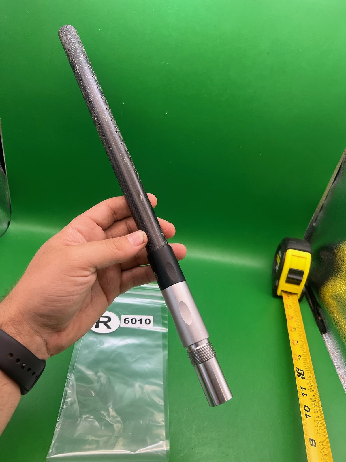 Angel Deadlywind Fibur Carbon Fiber Barrel Back 14" .689 AC - used paintball barrel back - black/silver