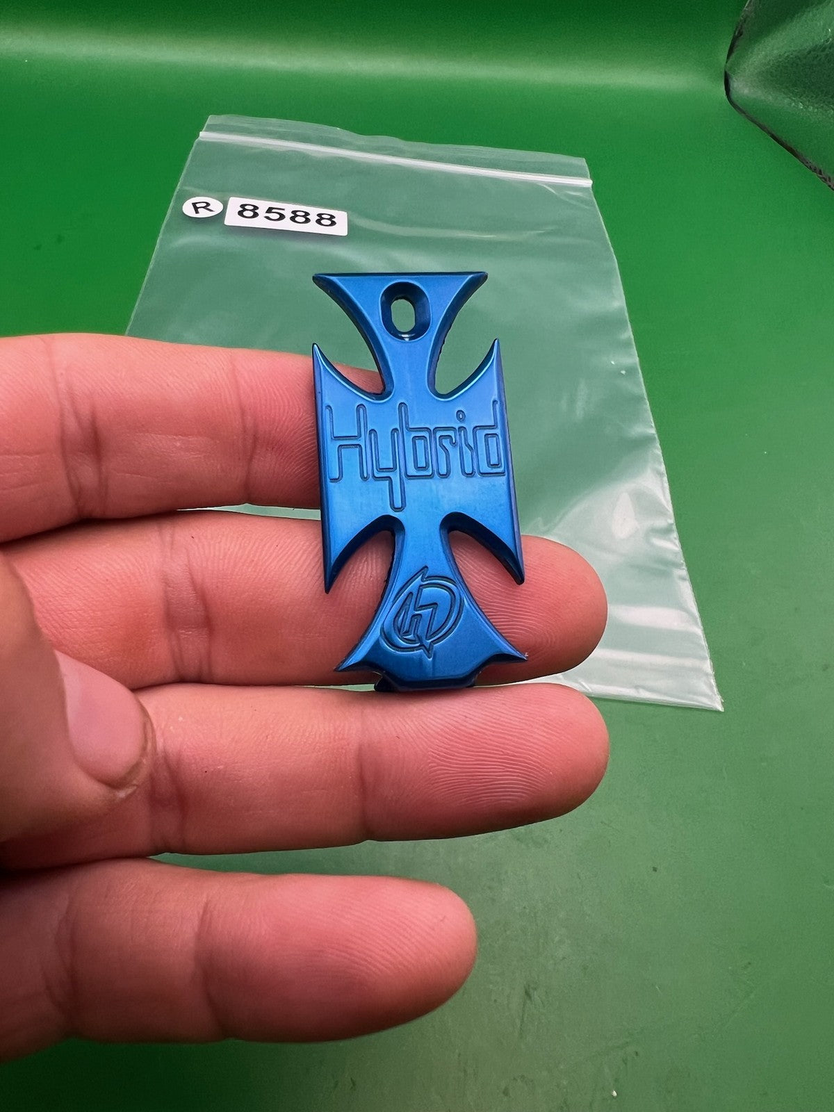 Hybrid Paintball Iron Cross Eye Cover Blue Anodized Aluminum
