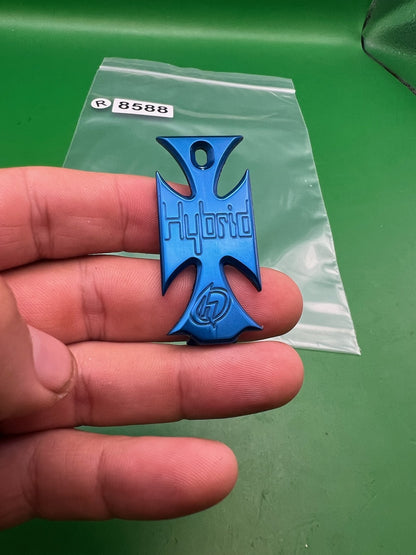 Hybrid Paintball Iron Cross Eye Cover Blue Anodized Aluminum