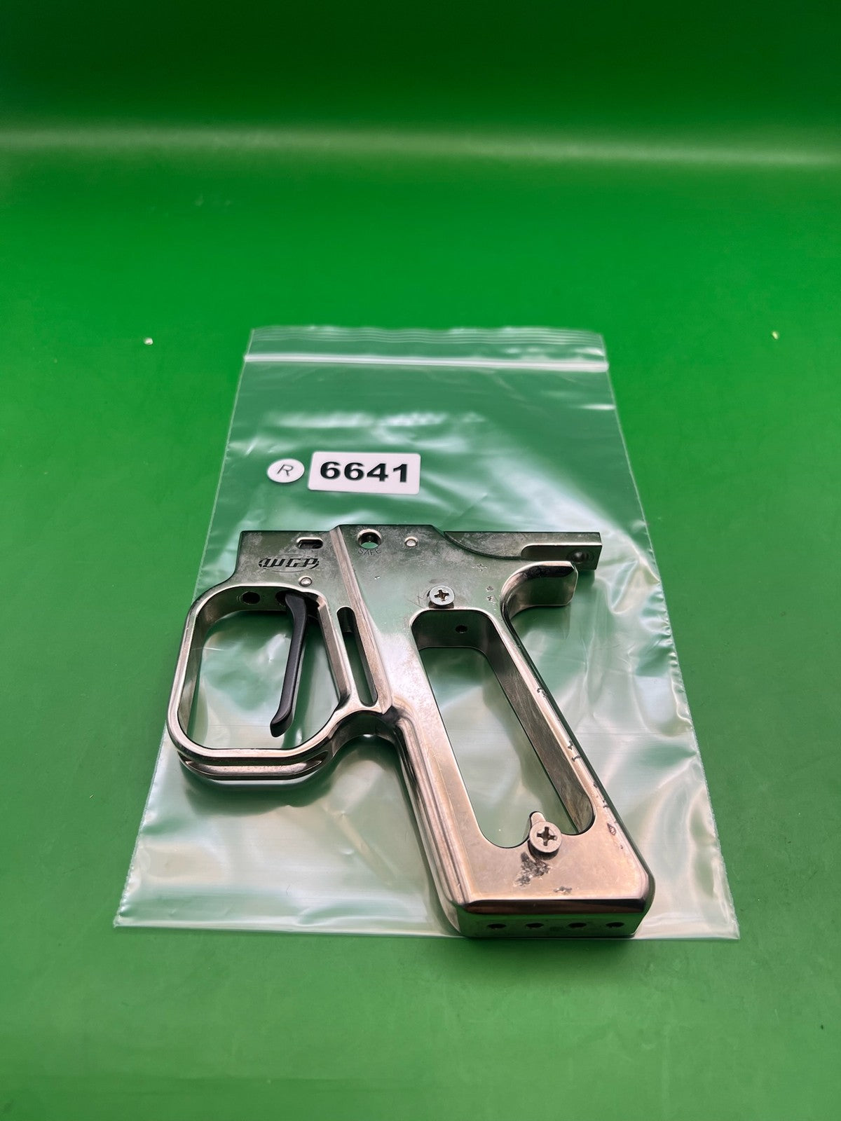 WGP Autcocker Hinge Frame - used paintball grip frame - silver/nickel