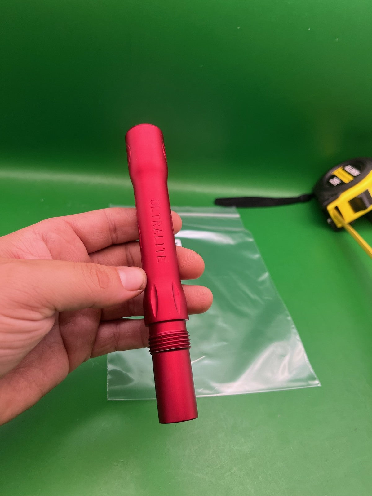 Dye UltraLite Barrel Back Red .692 Angel Thread - used paintball barrel back - red anno