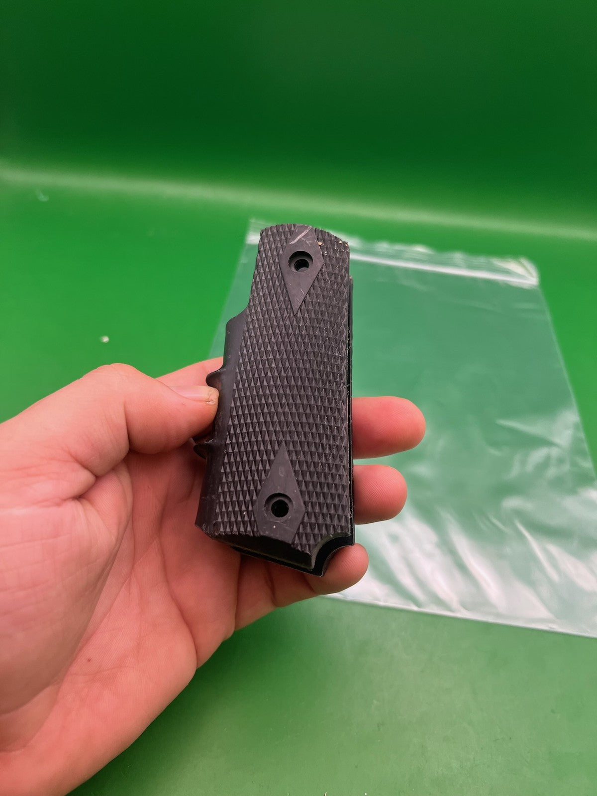 Smart Parts 1911 45 Style Grip Panels Black Rubber Checkered Paintball Grips