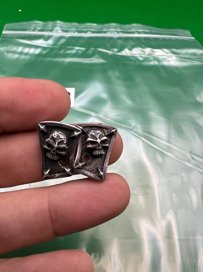Steel Flame Bob Long G6R Intimidator Eye Covers Pair .925 Silver Skull