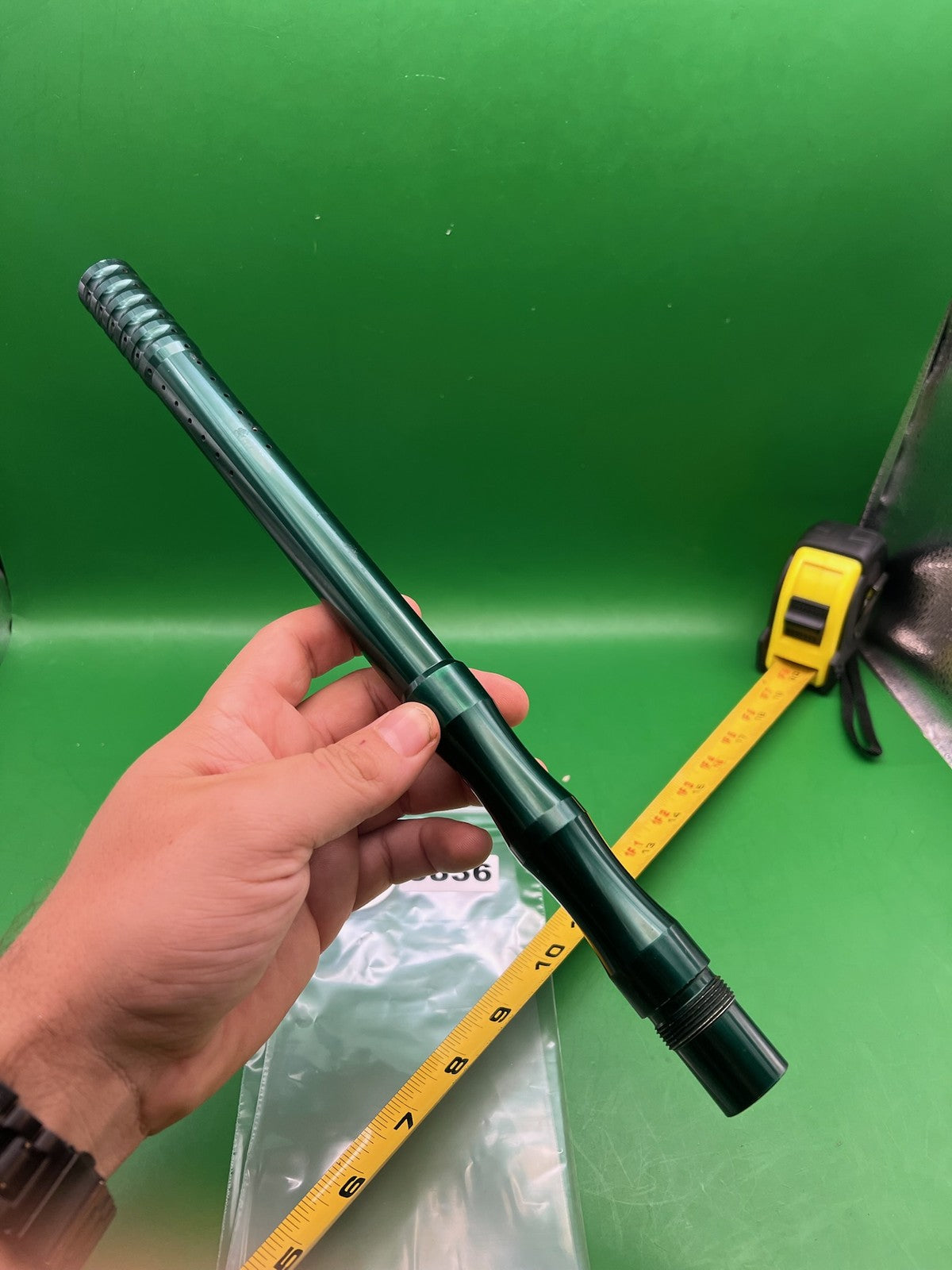 CP Custom Products Two Piece Barrel 14" .689 Dark Green - used paintball barrel (two-piece) - dark green