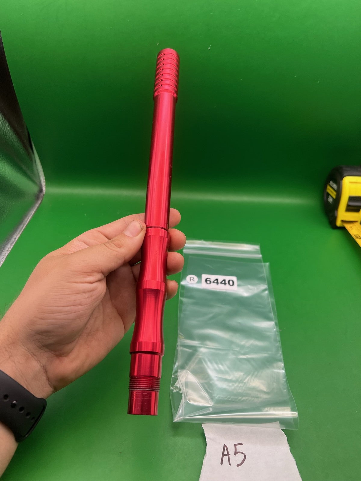 CP Custom Products Barrel Red 14 Inch .689 Tippmann A5 Threads - used paintball barrel - red anno