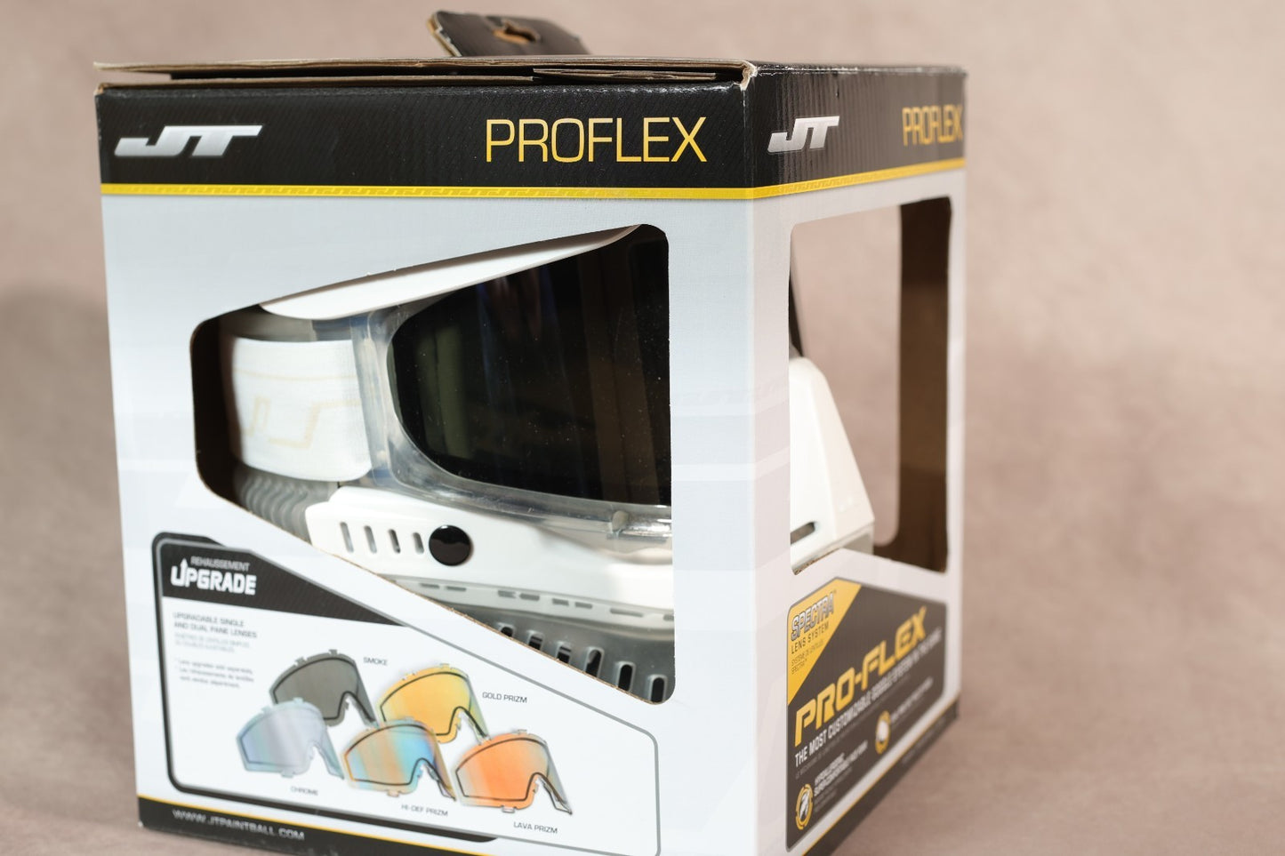 JT ProFlex Paintball Mask Goggle White Clear Spectra Lens System New In Box
