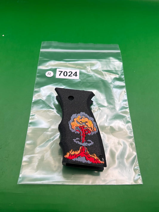 Custom 3D Printed Paintball Grip Panels Black Mushroom Cloud Skull Set