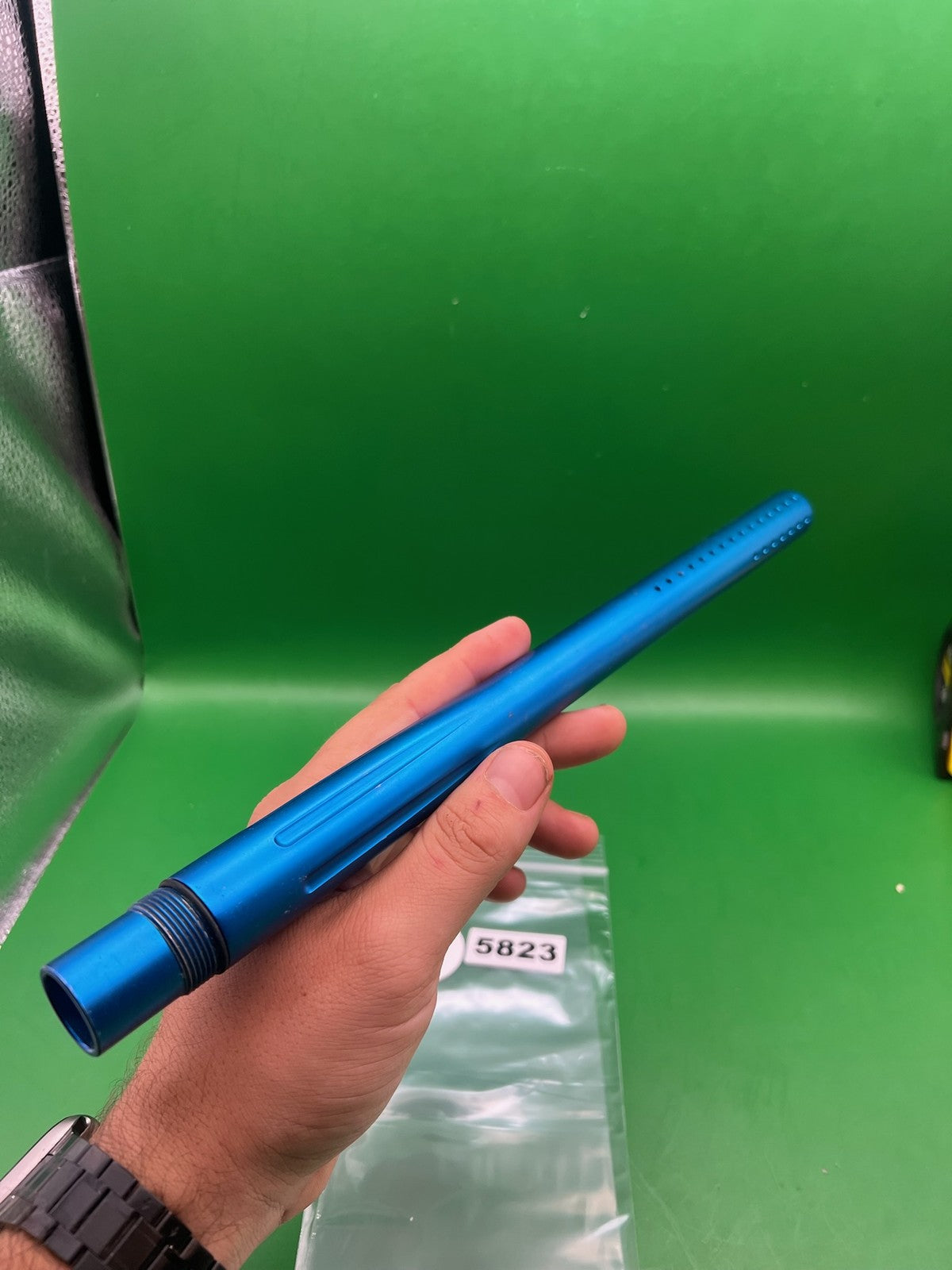 Stock Autococker Barrel 14" .689 Blue - used paintball barrel - blue anno