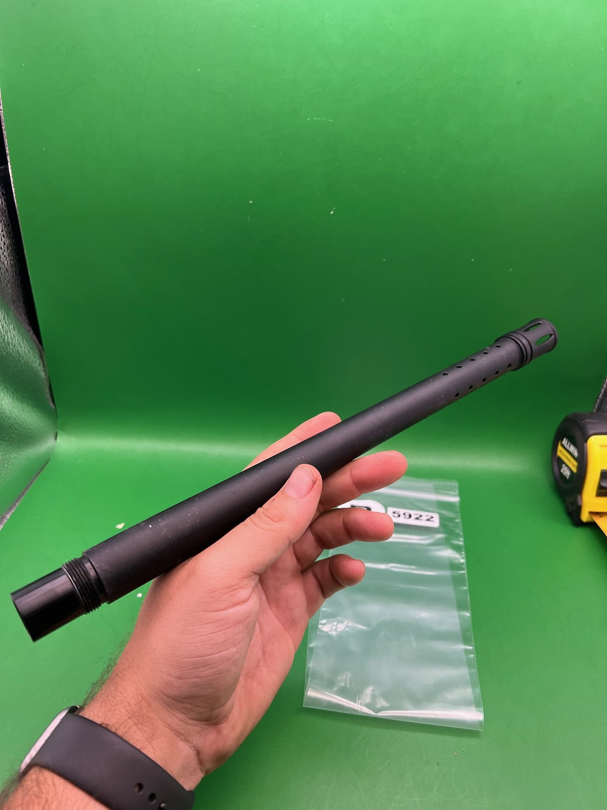 Autococker? One Piece Barrel 14" Black Ported - used paintball barrel - black