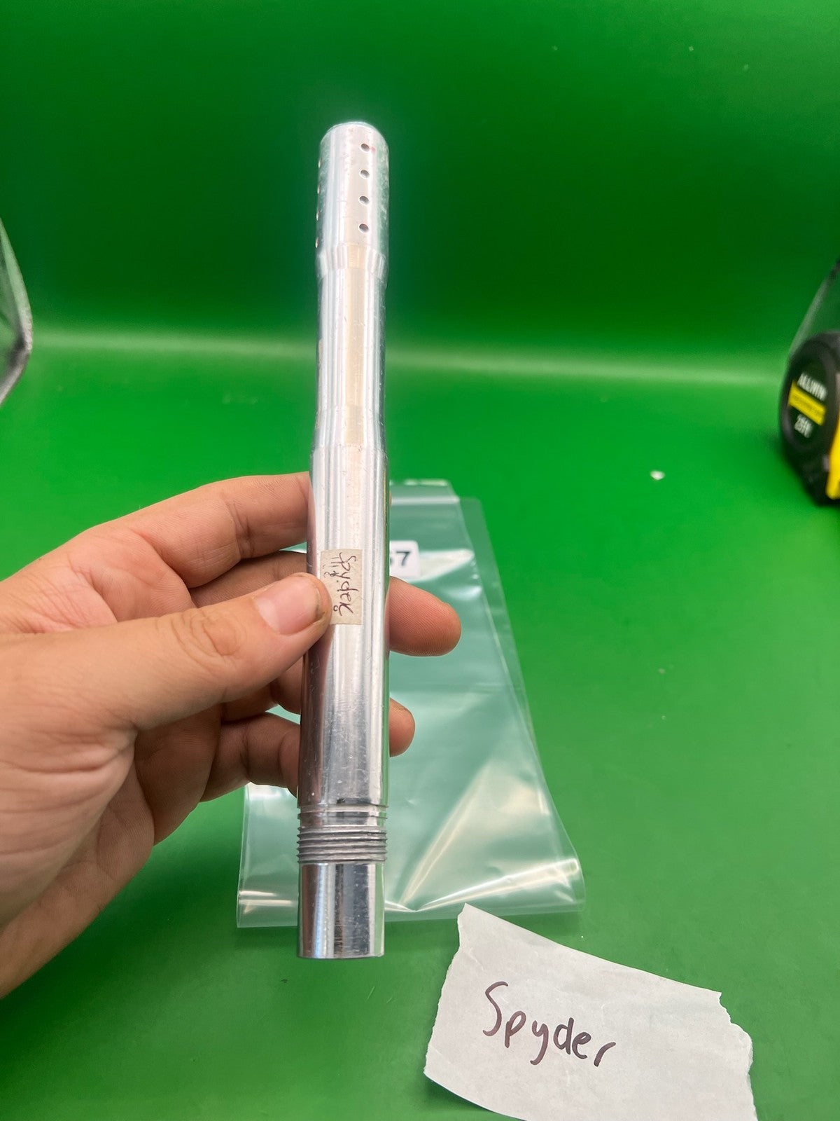 Spyder Barrel Silver 8in Barrel - used paintball barrel - silver
