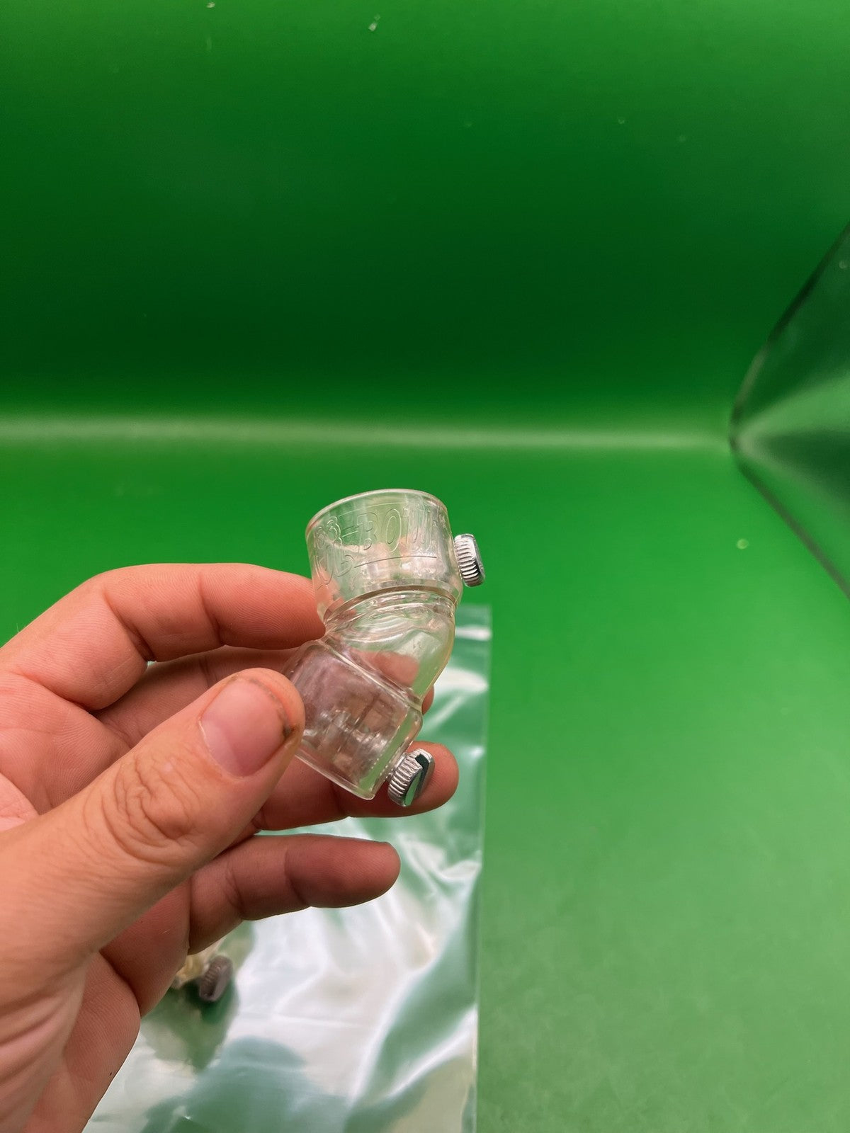 Pair of Two Clear Paintball Right Feed Elbows - used paintball feed elbow - clear