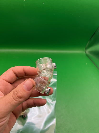 Pair of Two Clear Paintball Right Feed Elbows - used paintball feed elbow - clear