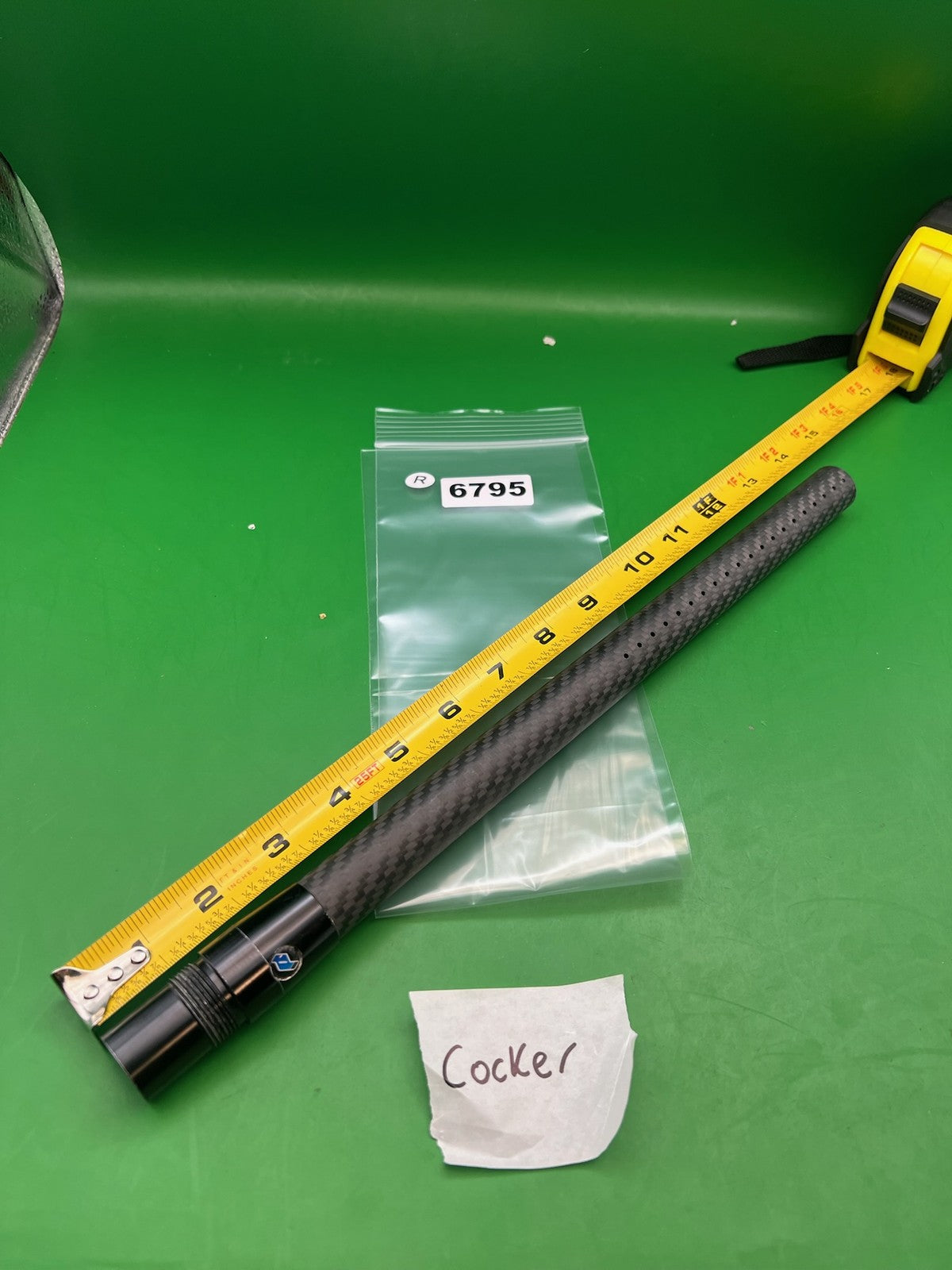 Deadlywind Fibur Carbon Fiber Barrel Autococker Cocker 14" Black - used paintball barrel back - black