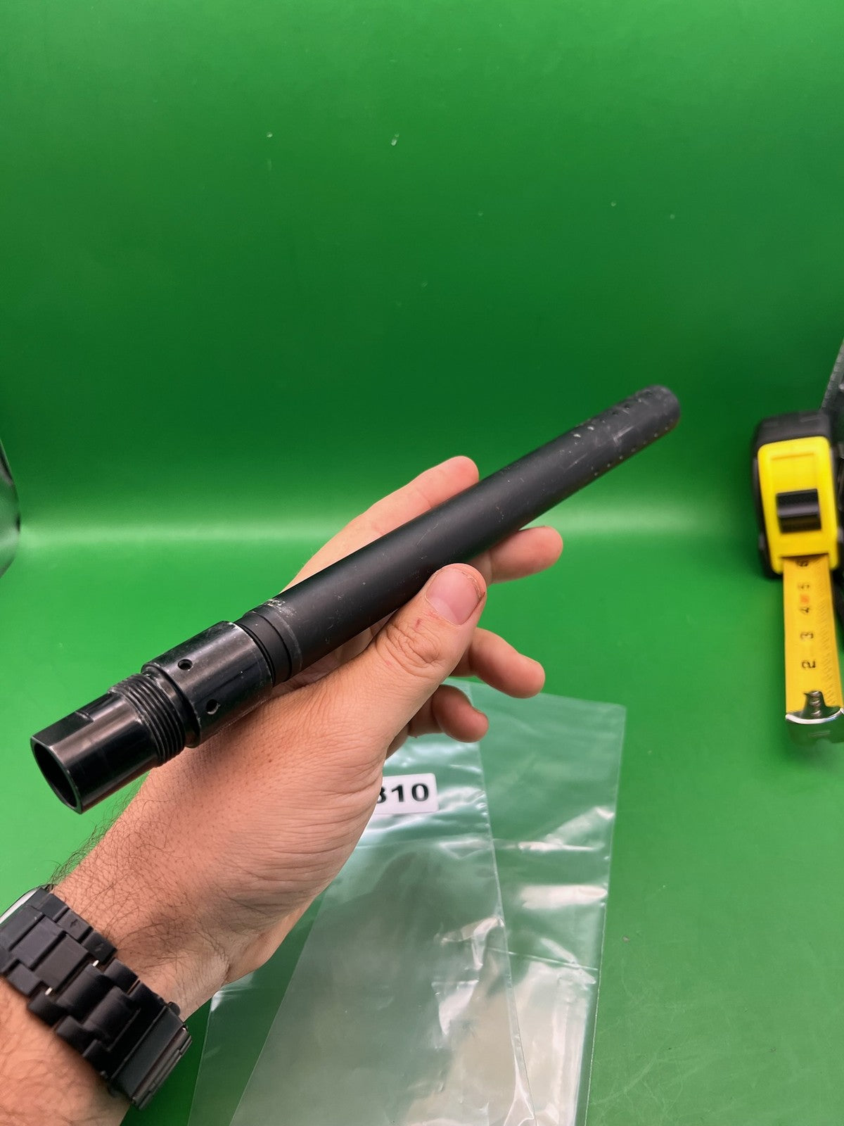Black CCM Barrel Back 12" .690 Black - used paintball barrel back - black